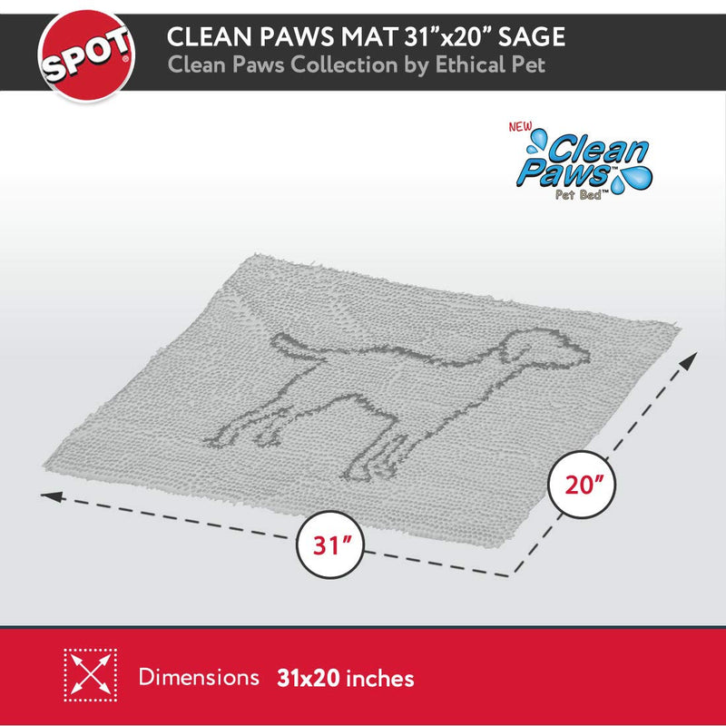 [Australia] - SPOT Ethical Pets Clean Paws Micro Fiber Dog Mat 31x20 Sage 