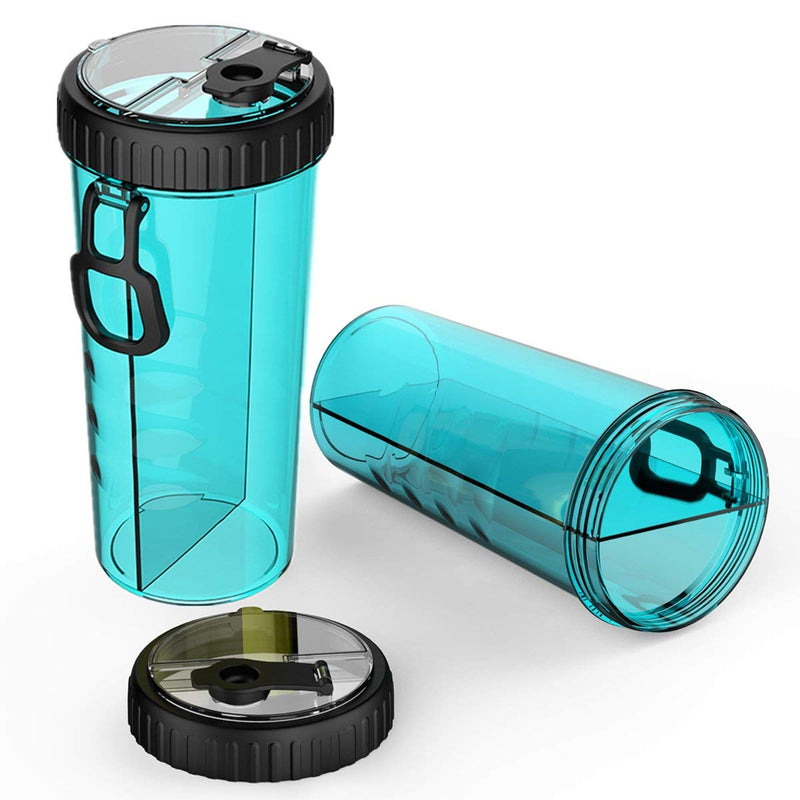 VANDA Pet Travel Water Bottle- Portable Drinking Bottle Feeder Dispenser and Food Container for Travel 2-in-1 Dual Chamber Bottle, with 2 Collapsible Bowls Dogs Cats Feeder Outdoor Travel Take a Walk Blue - PawsPlanet Australia