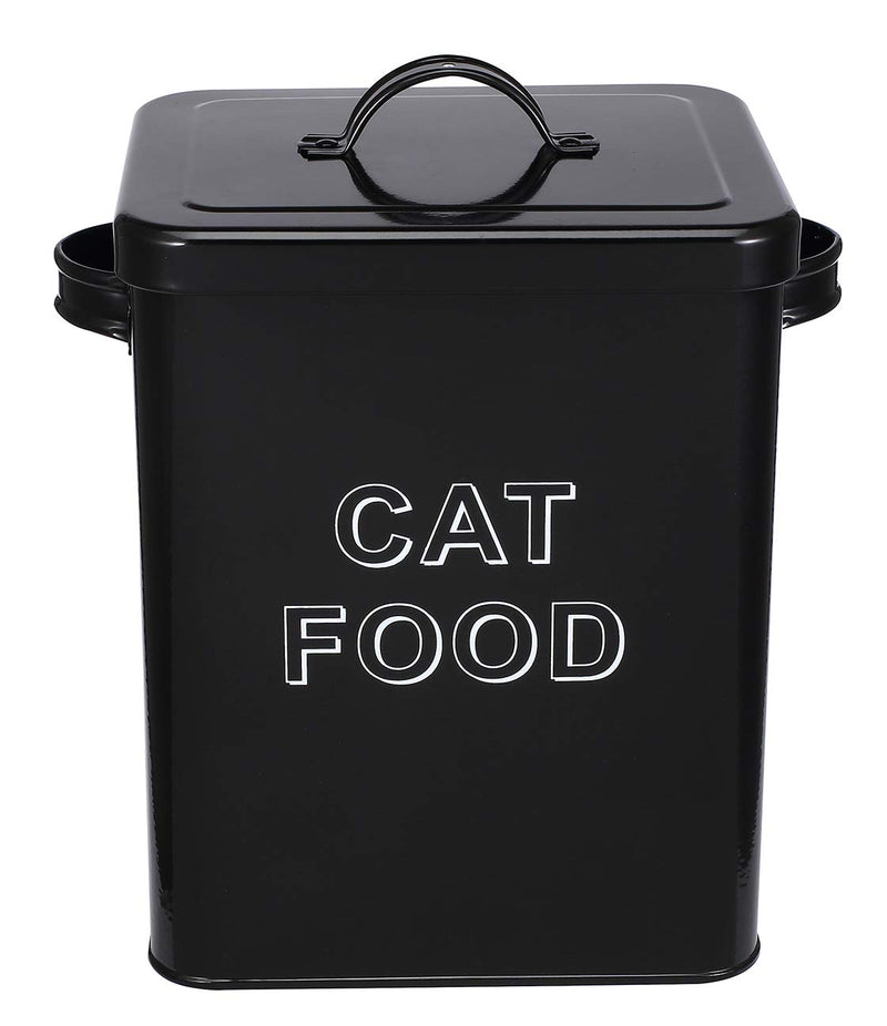 Pethiy Cat Food and Treats Containers Set with Scoop for Cats or Dogs -Tight Fitting Wood Lids - Coated Carbon Steel - Storage Canister Tins-Cat Black - PawsPlanet Australia