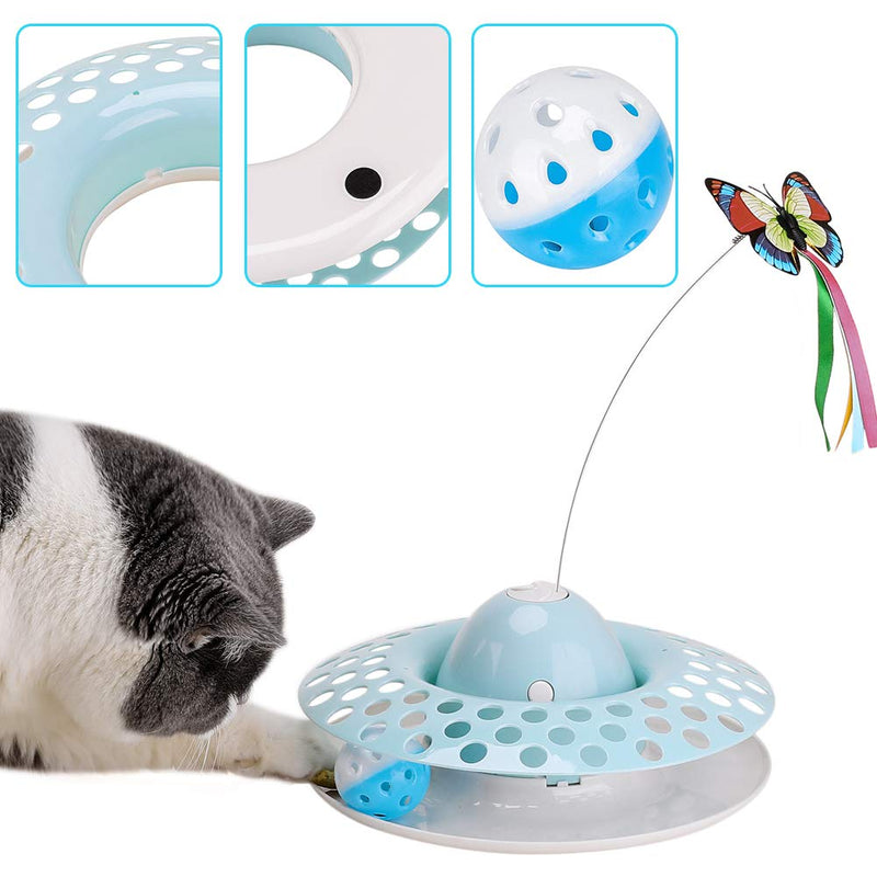 Cat Toys - Funny Automatic Electric Rotating Butterfly & Ball Exercise Kitten Toy,Interactive Cat Teaser Toys for Indoor Cats (air Blue) air blue - PawsPlanet Australia