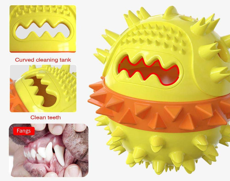 Dog Chew Toothbrush Toys with Teeth Cleaning and Food Dispensing Features,Squeaky Dog Toys with Cotton Rope,Natural Rubber Dog Ball Toys for 10-100 LB Dogs Aggressive Chewers Yellow - PawsPlanet Australia