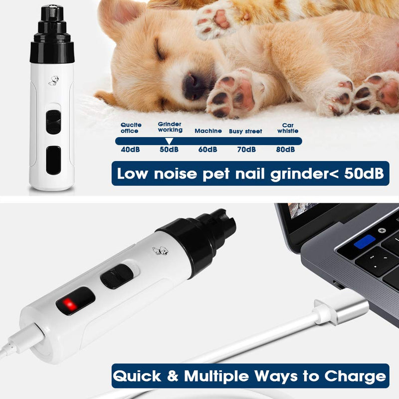 Oumefar Pet Nail Grinder Quiet Electric Dog Nail Clipper USB Charging Dog Paws Trimmer Clipper 3Ports Fits All Kinds of Pets - PawsPlanet Australia