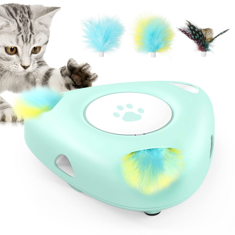 Pawaboo Interactive Cat Toy, Electronic Feather Toy with 3 Interchangeable Feathers Automatic Toy Intelligence Toy for Indoor Cats Pets, Blue Lake Blue - PawsPlanet Australia