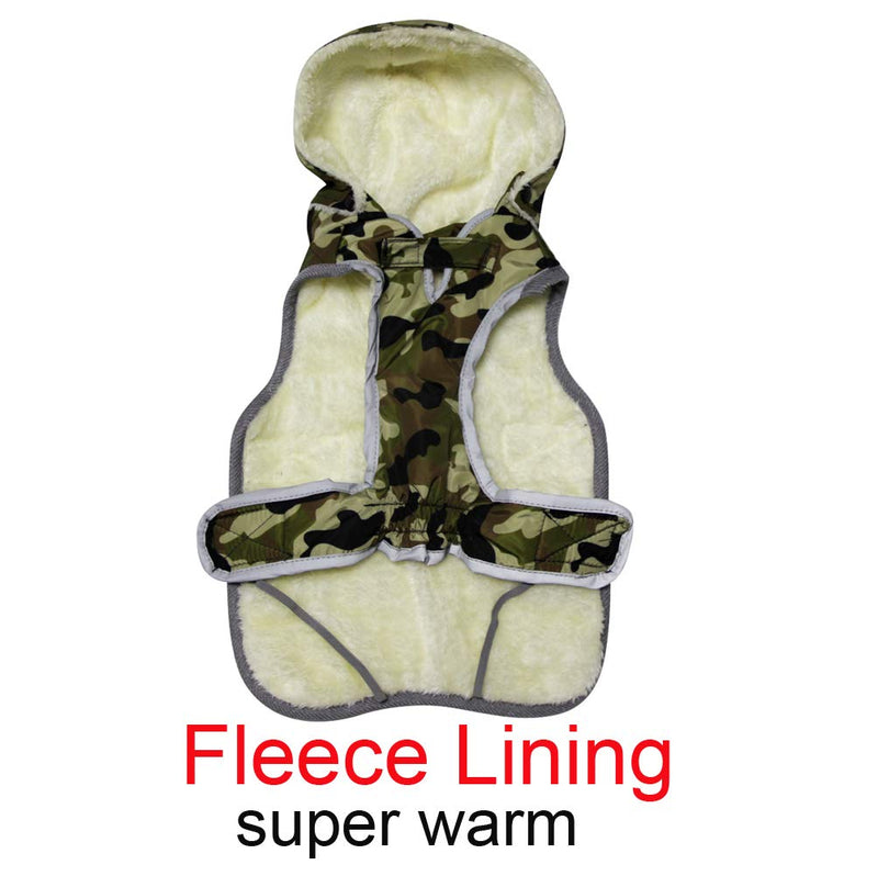 JoyDaog Fleece Dog Hoodie for Medium Dogs Warm Puppy Jacket for Cold Winter Waterproof Dog Coats with Hood,Green Camo M Green Camo - PawsPlanet Australia