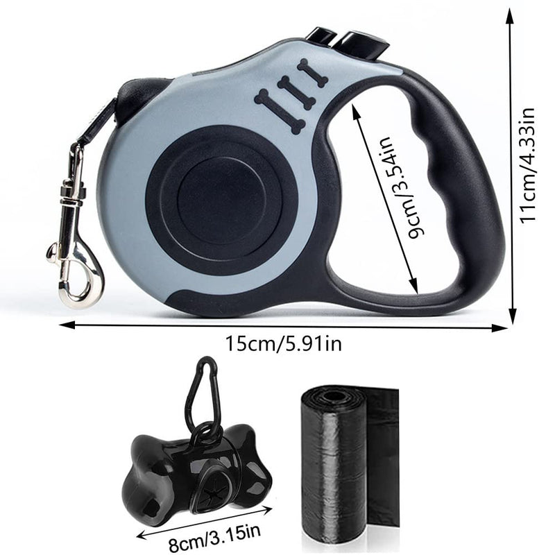 5 m retractable dog leash, dog retractable leash for large dogs, retractable dog leash for small medium-sized dogs, dog leash strap retractable leash, with garbage box and garbage bag, non-slip handle, for dogs up to 20 kg - PawsPlanet Australia