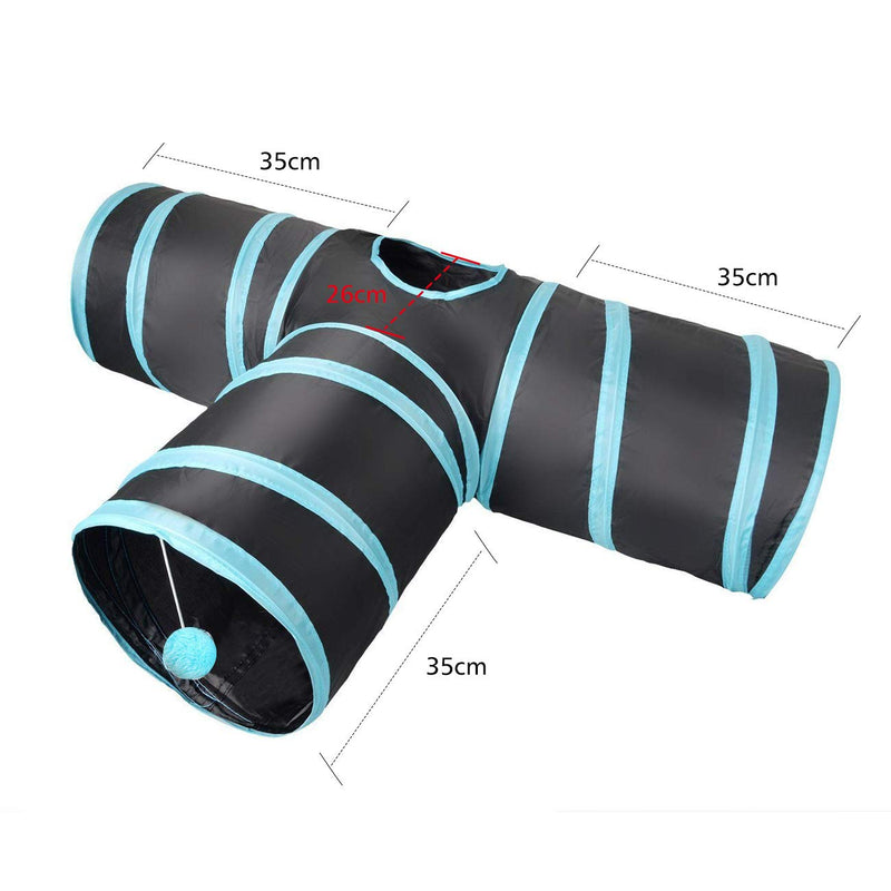 TOPAU Collapsible Cat Tunnel,3 Way Cat Tunnel for Indoor Kitty Tunnel Bored Cat Toys Peek Hole Toy Ball for Cats Interactive Collapse Pet Play Tunnel and Pop Up Cubes for Cats,Rabbits,Kittens,Puppy 3 Way - PawsPlanet Australia