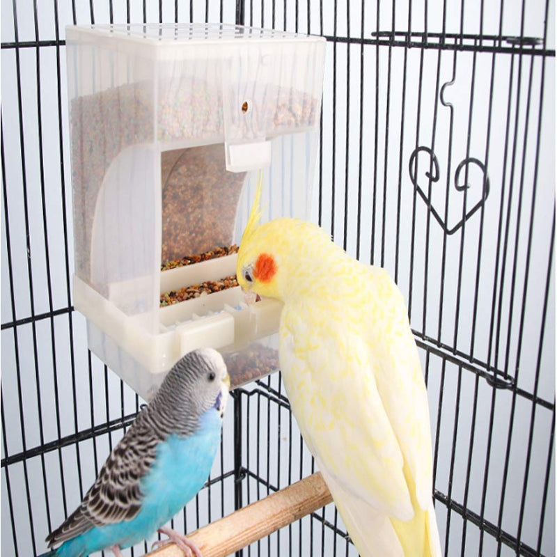 [Australia] - PINVNBY No-Mess Bird Feeder Parrot Automatic Feeder Seed Food Container Perch Cage Accessories for Budgerigar Canary Cockatiel Finch Parakeet Green Cheek Conures Parrotlets Lovebirds 