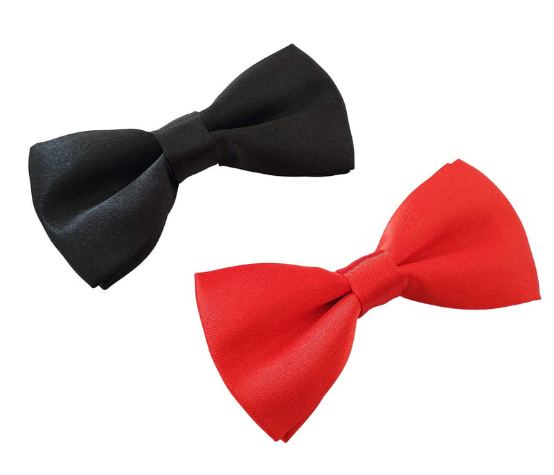 [Australia] - JpGdn 2pcs 3.8x2 Black Red Small Dogs Collar Attachment Bows Ties for Puppies Cats Wedding Birthday Party Collars Bowties Sliding Bows Neckties Grooming Accessories Costumes 
