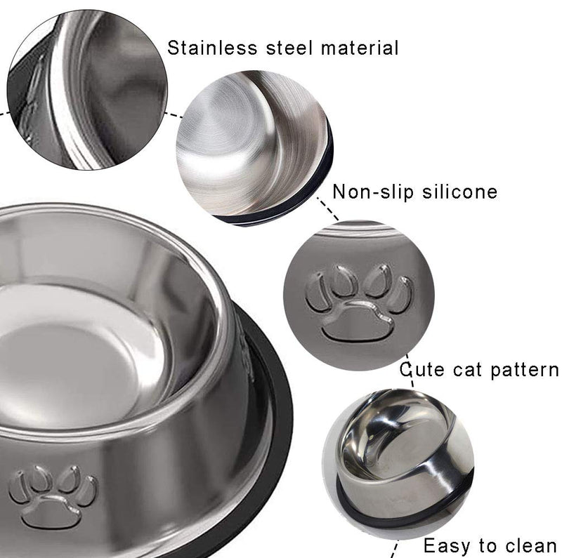 ACEONE Stainless Steel Cat Bowl, 4 Pack Metal Dog Bowls for Food and Water, Non-Slip Pet Feeding Dish Bowl With Rubber Base for indoor Cats Small Dogs - PawsPlanet Australia