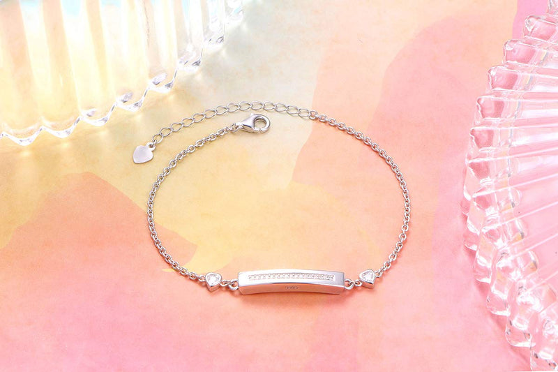 Sterling Silver Forever in My Heart CZ Cremation Urn Locket Memorial Ashes Holder Bangle Urn Keepsake Bracelet 7+2" Bar - PawsPlanet Australia