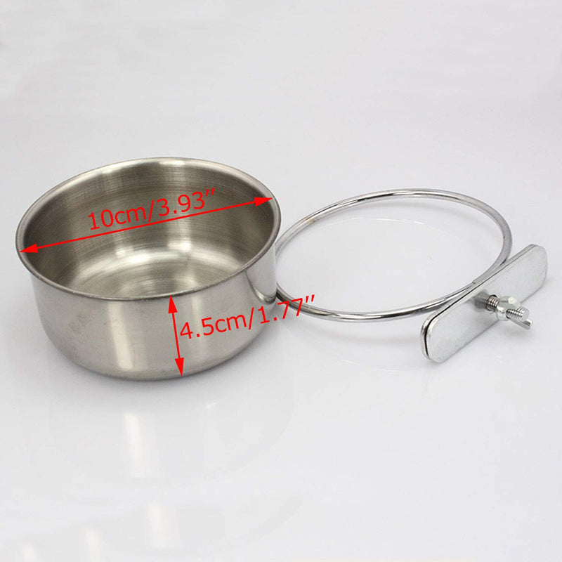 [Australia] - BWOGUE Bird Parrot Feeding Cups with Clamp Stainless Steel Food Water Bowls Dish Feeder for Cockatiel Conure Budgies Parakeet Parrot Macaw Small Animal Chinchilla 10 Ounce 