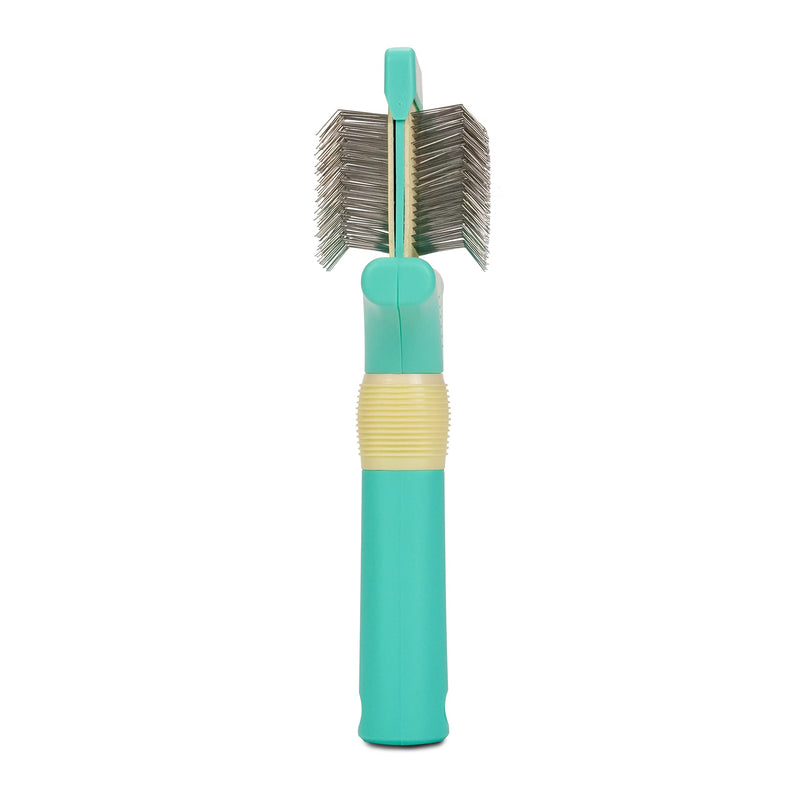 GROOMERSPRO Jelly Pet Double Sided Slicker Brush, Longer Pins, Flexible Head, Fine/Coarse Sides, Removes Unwanted Tangles, Made in USA, Large, Teal - PawsPlanet Australia