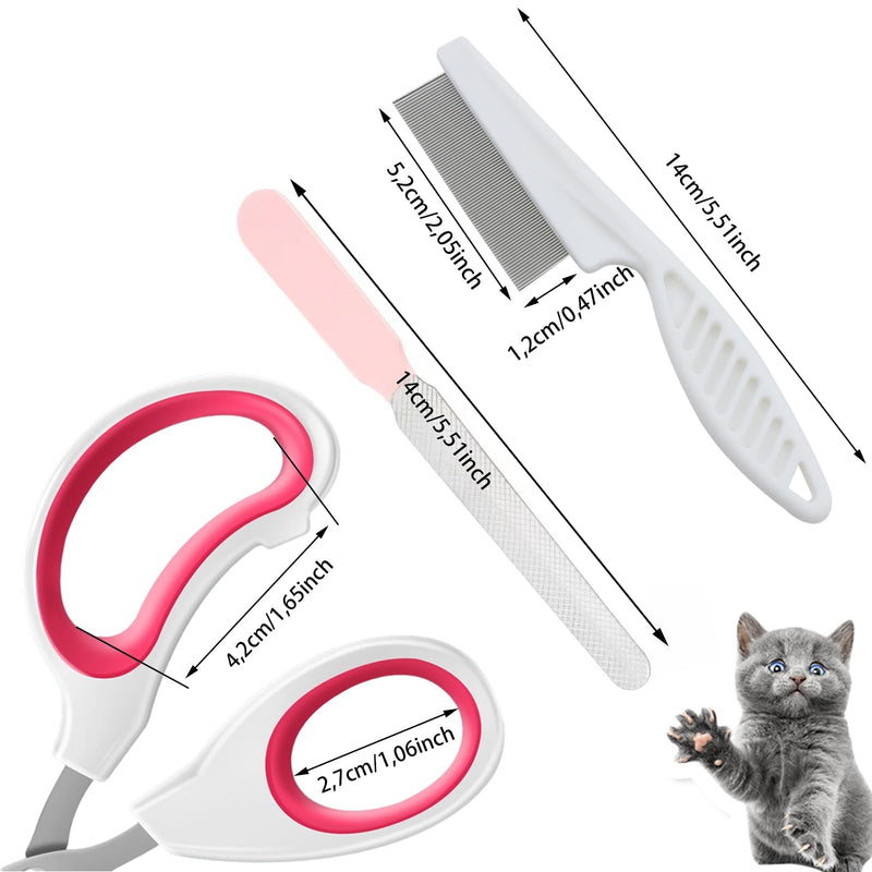 Claw scissors for cats pink, professional cat nail scissors, claw scissors for dogs, small cats, claw cutter, safety, cat accessories, ideal for small dogs, puppies, cats with file and cat brush - PawsPlanet Australia