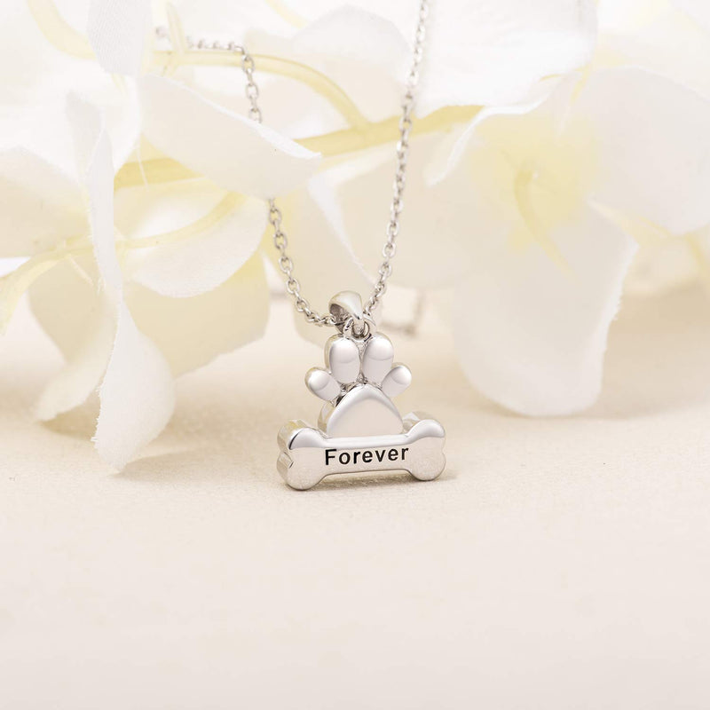 [Australia] - 925 Sterling Silver Dog Ashes Necklace Paw Print Bone Engraved Forever Urn Pet Ashes Cremation Jewelry Memorial Keepsake engraved forever urn necklace 