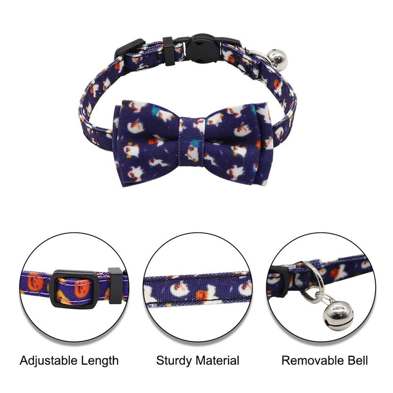 Derbway 2pcs Quick Release Cat Collars, Adjustable Safety Breakaway Collar, Cute Bow Tie with Bell - PawsPlanet Australia