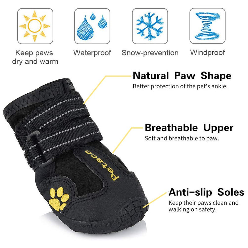 AQH Dog Boots Paw Protector, Waterproof Dog Shoes for Outdoor with Reflective Trim Rugged Anti-Slip Rubber Soles 3# - PawsPlanet Australia