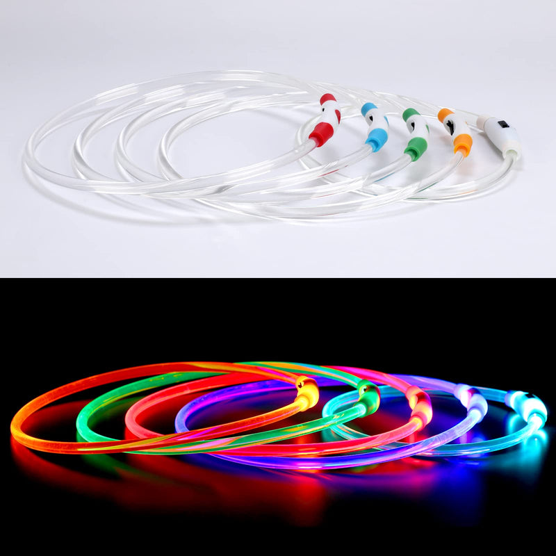 Larkumio Luminous Dog Collar Rechargeable LED Dog Collar Luminous, Dog Collar with Adjustable Length for Small Large Dogs Cats, Puppy Collar Dog Collar Waterproof with 4 Modes, Multicolored - PawsPlanet Australia