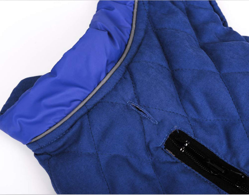 Komate Reversible Winter Dog Coat for 2 Styles Warm Dog Jacket Windproof Outdoor Pet Vest With Night Reflective Stripes for Dog Safety for Small Medium Large Dogs (M (Chest 48-56cm), Blue) M (Chest 48-56cm) - PawsPlanet Australia