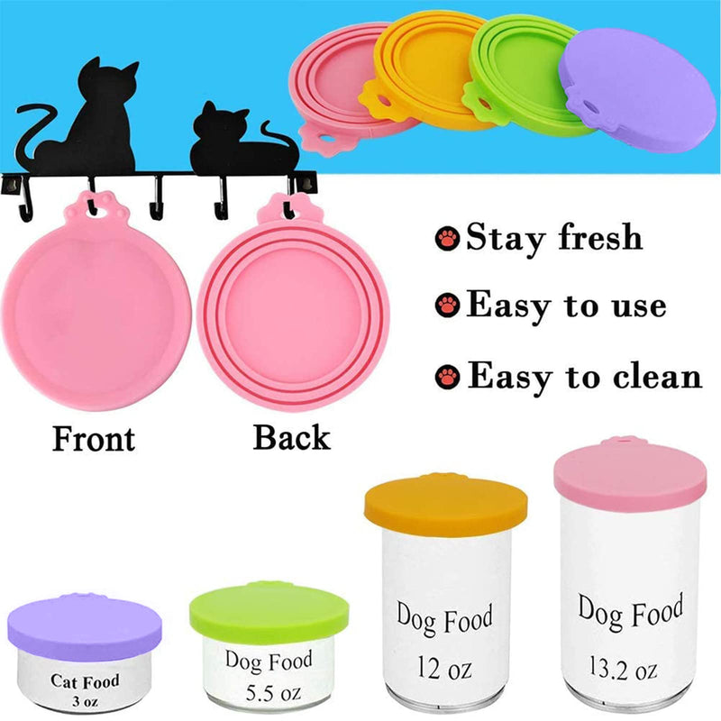 IVIA PET Food Can Lids, Universal BPA Free Silicone Can Lids Covers for Dog and Cat Food, One Can Cap Fit Most Standard Size Canned Dog Cat Food purple,orange,green,pink - PawsPlanet Australia