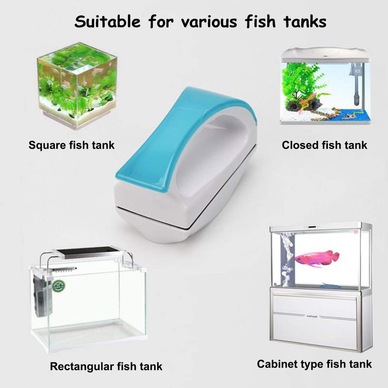 Jinda Magnetic Fish Tank Glass Cleaner Brush, Aquarium Algae Scrapers, Floating Aquarium Glass Clean, with Handle Design Fish Aquarium Double Sided Scrubber blue - PawsPlanet Australia