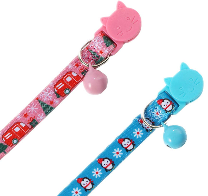 BoomBone Breakaway Cat Collar with Bell for Christmas,Puppy Holiday Collars Blue+Pink - PawsPlanet Australia