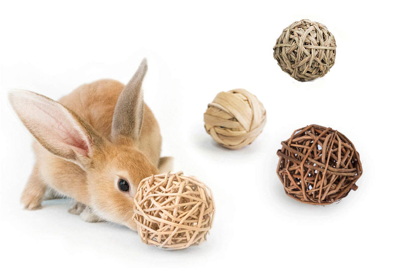 [Australia] - Hamiledyi Rabbit Ball Toys Bunny Treats Toys for Teething Small Animal Chew Toys Grass Ball for Dwarf Hamster Rabbits Guinea Pigs Gerbils, 4 Pack 