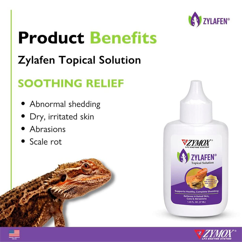 Zymox Zylafen Topical Solution for Reptiles, 1.25 oz. – Supports Healthy, Complete Shedding for Lizards, Snakes, Turtles & Frogs – Soothes Irritated Skin: Abrasions, Wounds, & Abnormal Shedding - PawsPlanet Australia