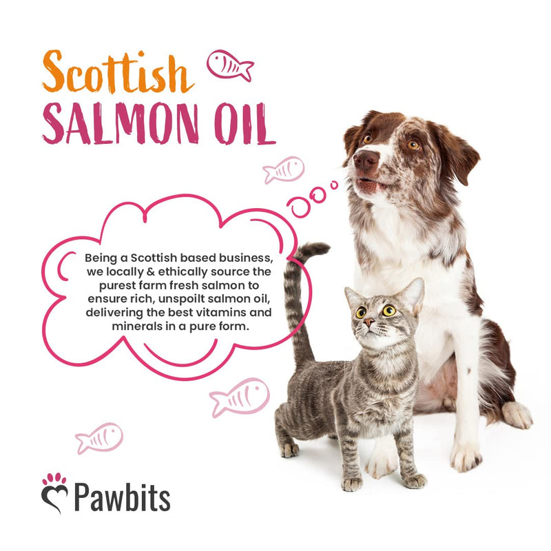 Pawbits 1 Litre Scottish Salmon Oil For Cats & Dogs - Natural Omega 3+6+9, Healthy Coat & Immune System Fish Oil 1 l (Pack of 1) - PawsPlanet Australia