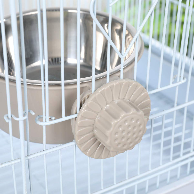 Balacoo Dog Cage Bowl Heat-Resistant Pets Stainless Steel Hanging Drinking Bowl Portable Pet Water Dispenser Feeder for Dog Puppy Cat Grey - PawsPlanet Australia