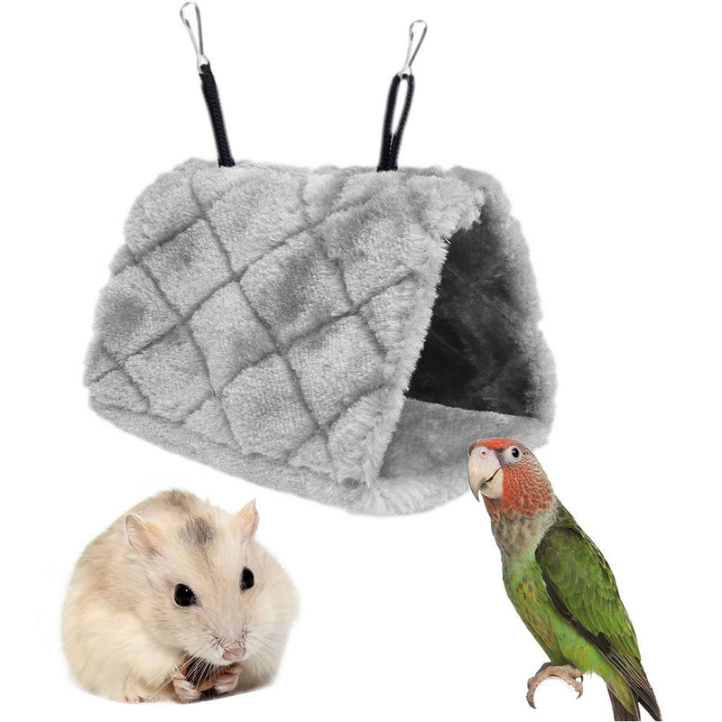 Bello Luna Gray Parrot Nest Pet Bird Nest Winter Warm Hammock Hanging Cave Cage Plush Happy Hut Tent Bed(S) 6.5"x4"x4" Grey - PawsPlanet Australia