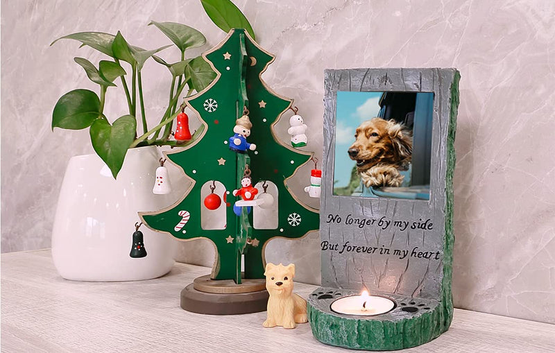 PTKSZGT Dog Memorial Gifts Tombstones Shaped Beautiful Pet Paw Picture Frame Grave Marker with 10 PCS Candle Pet Memorial Ornament Suitable for Indoor or Outdoor of Cat(Dog) Owner Gifts S1 - PawsPlanet Australia