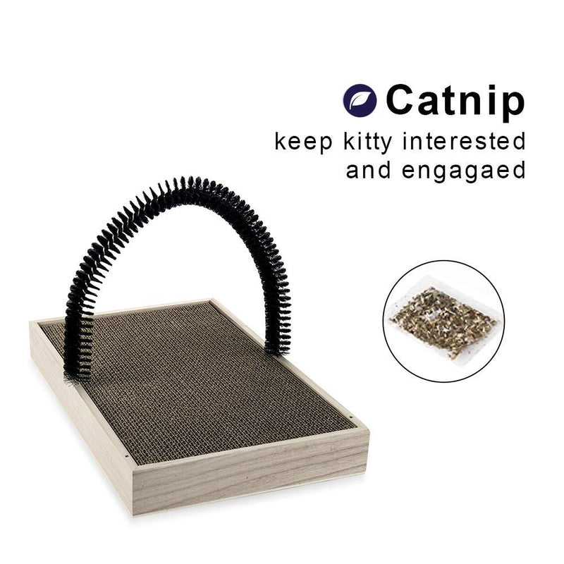 ale pomos Pet Fur Grooming Cat Scratching Pads,Cats Self Groomer Massager Scratcher Toy Brush,Cat Scratching Pads with Wooden Tray Brown - PawsPlanet Australia