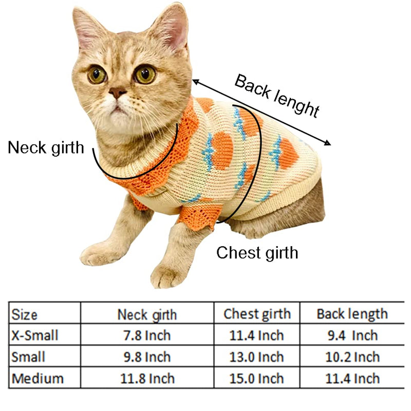 ANIAC Cat Sweater Puppy Warm Clothes Doggy Cozy Vest Shirt Autumn Winter Outfits Kitten Winter Knitwear Small Dogs Sweatshirt for Cold Season and Spring X-Small Orange - PawsPlanet Australia