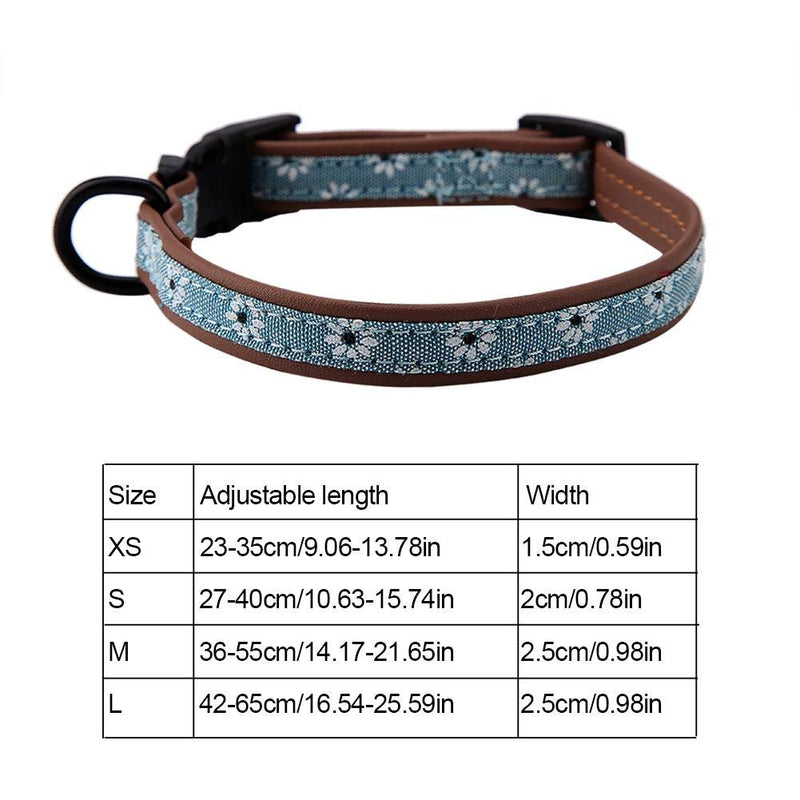 Pssopp Adjustable Soft PU Dog Collar Cute Floral Pattern Dog Collars Quick Release Dog and Puppy Collar Cat Safety Breakaway Collar for Small Medium Large Dogs(XS) XS - PawsPlanet Australia