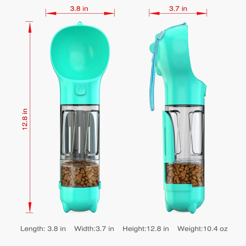 QIXI Pet Water Bottle for Dogs - Dog Travel Water Bottle,Dog Water Dispenser with Food Container and Poop Collection Shovel and Garbage Bag Storage,Multifunctional and Portable - PawsPlanet Australia