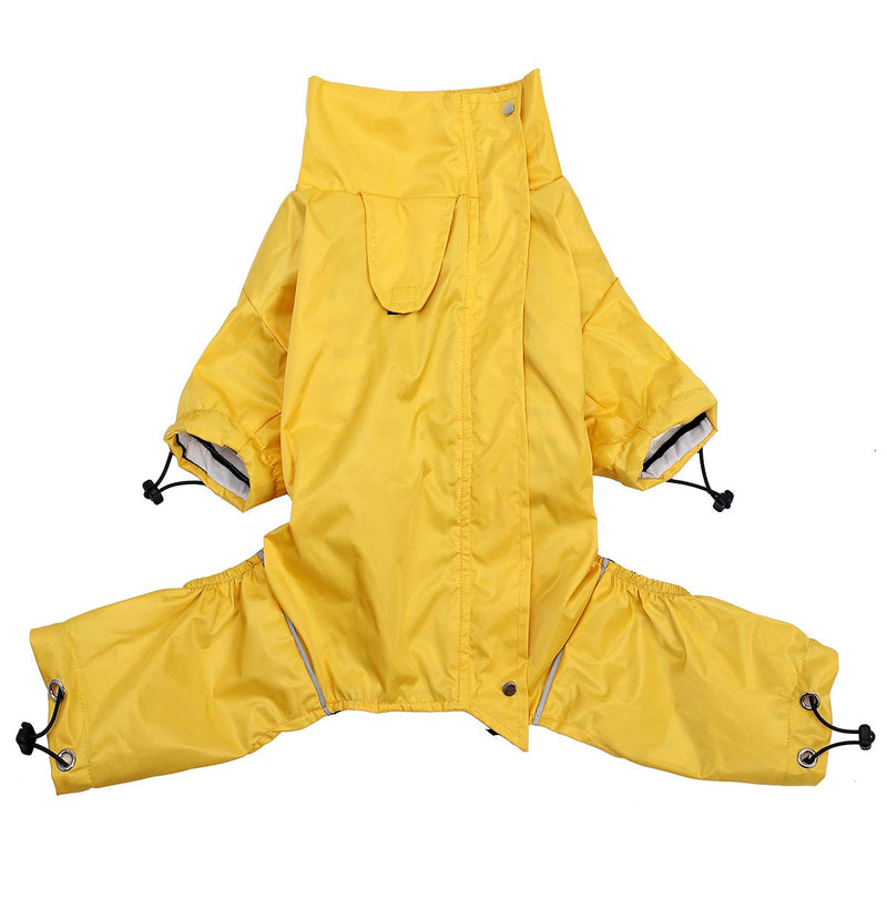 Morezi Dog raincoat, dog rain coat poncho waterproof clothes with safe reflective stripes and zipper closure for small medium and large pet - Yellow - XL - PawsPlanet Australia