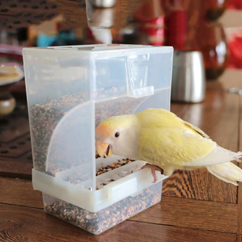 [Australia] - PINVNBY No-Mess Bird Feeder Parrot Automatic Feeder Seed Food Container Perch Cage Accessories for Budgerigar Canary Cockatiel Finch Parakeet Green Cheek Conures Parrotlets Lovebirds 