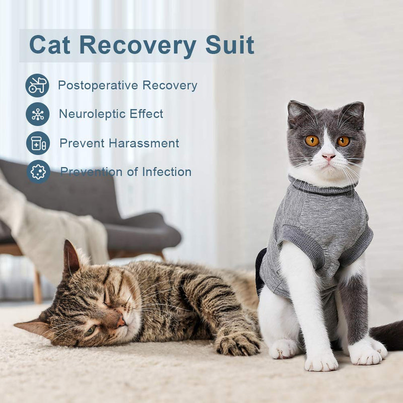 EMUST Cat Recovery Suit, Professional Recovery Suit for Cats for Abdominal Wounds and Skin Diseases,Breathable E-Collar Alternative for Cats Pet Kitten, Cat Onesie After Surgery Wear Anti-Licking, XXS XX-Small Grey - PawsPlanet Australia