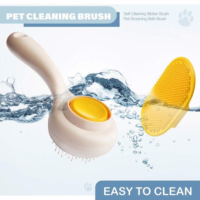 [Australia] - Self Cleaning Slicker Short Hair Dog Brush - Pets Grooming Brush for Dog and Cat - Professional Deshedding Brush for Small, Medium Dogs and Cats with Long Hair - Massages Particle Pet Grooming Comb 