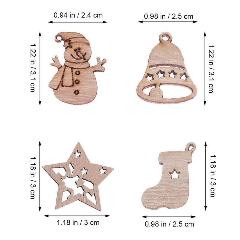 BESTOYARD 50pcs Cute Cartoon Wooden Pieces Cutouts Craft Embellishments Wood Ornament Christmas Pendant for DIY Art Home Decoration (Random Pattern) - PawsPlanet Australia