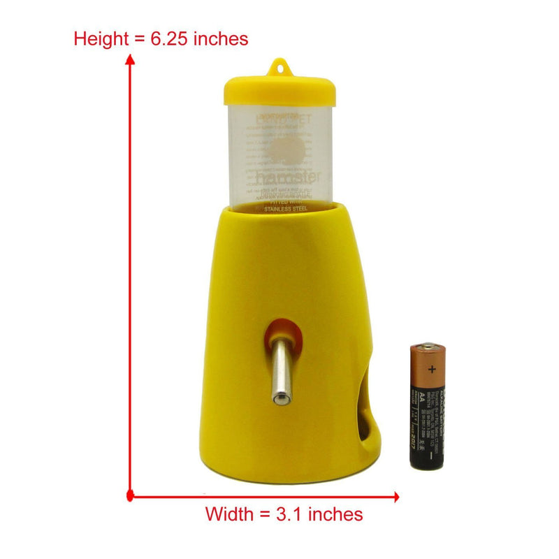 Alfie Pet - 2-in-1 Water Bottle with Ceramic Base Hut for Small Animals Like Dwarf Hamster and Mouse Yellow - PawsPlanet Australia