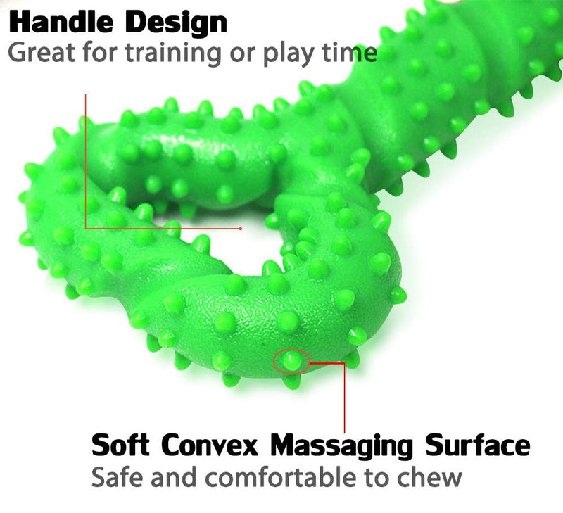 [Australia] - Hipat Dog Chew Toy for Aggressive Chewers, 13 Inch Large Solid Rubber Chew Toy with Soft Massaging Surface for Tooth Cleaning, Interactive Dog Tug Toy Green 