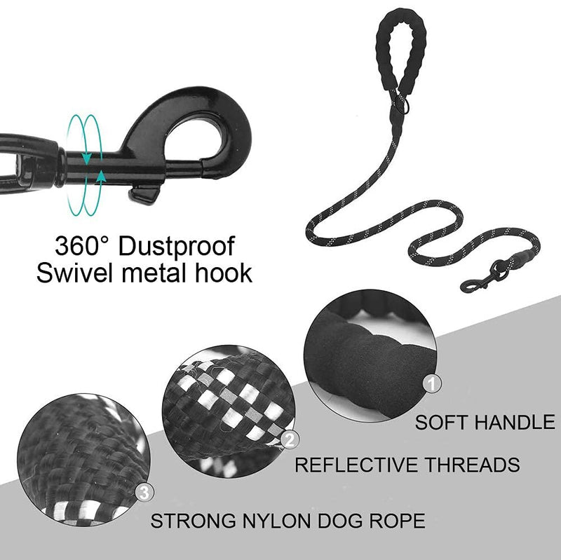 Maotrade Puppy Lead 5 FT Dog Leash with Comfortable Padded Handle Rope Dog Lead For Small, Medium And Large Dogs with 1pc Poo Bag Dispenser (Black) Black - PawsPlanet Australia