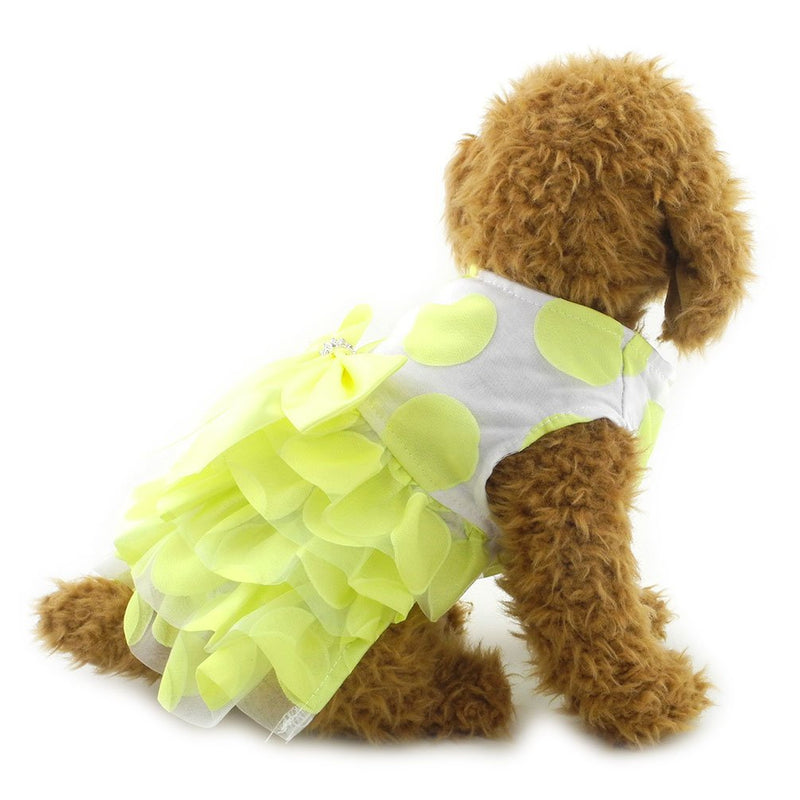 [Australia] - SMALLLEE_LUCKY_STORE YP0223-L Small Dog Sexy Party with Bow tie Princess Tutu Dog/Cat Clothes, Large, Blue Yellow 