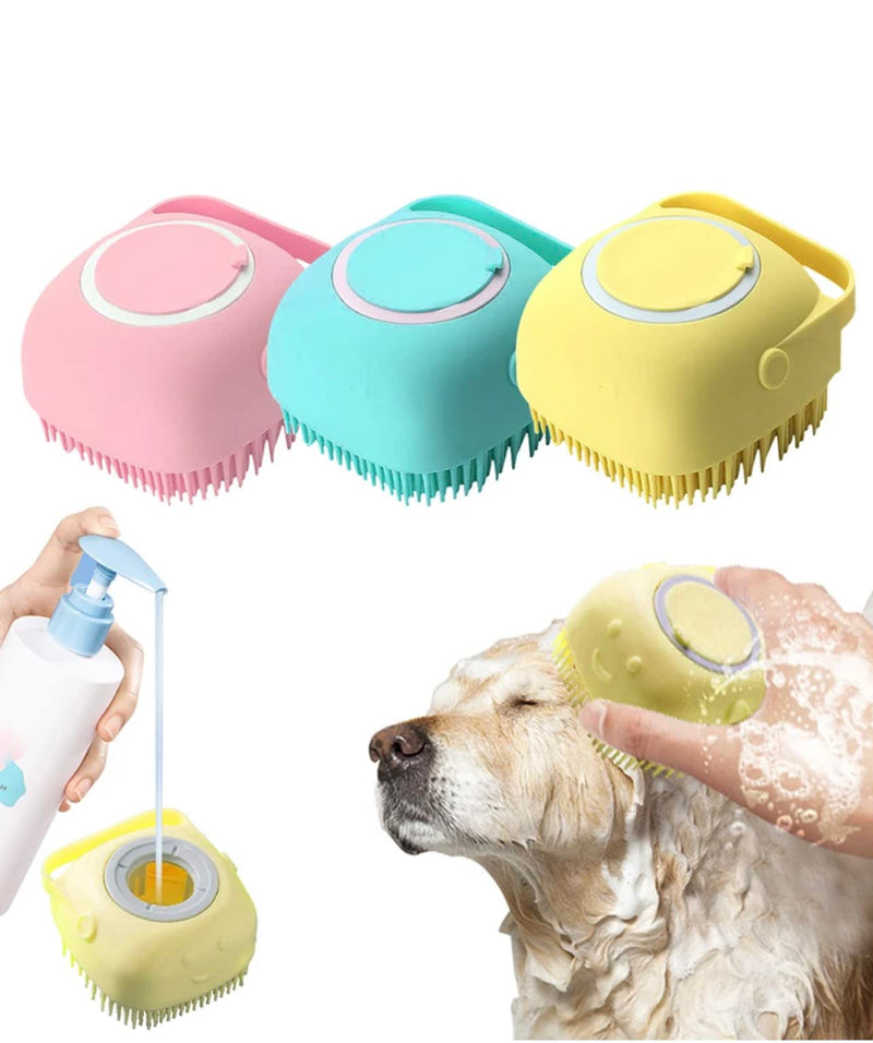 Generic HMJO Pet Bath Brush Washing Brush Grooming Brush with Shampoo Storage Massage Brush for Dogs Cats Shower Grooming Acrylic - PawsPlanet Australia