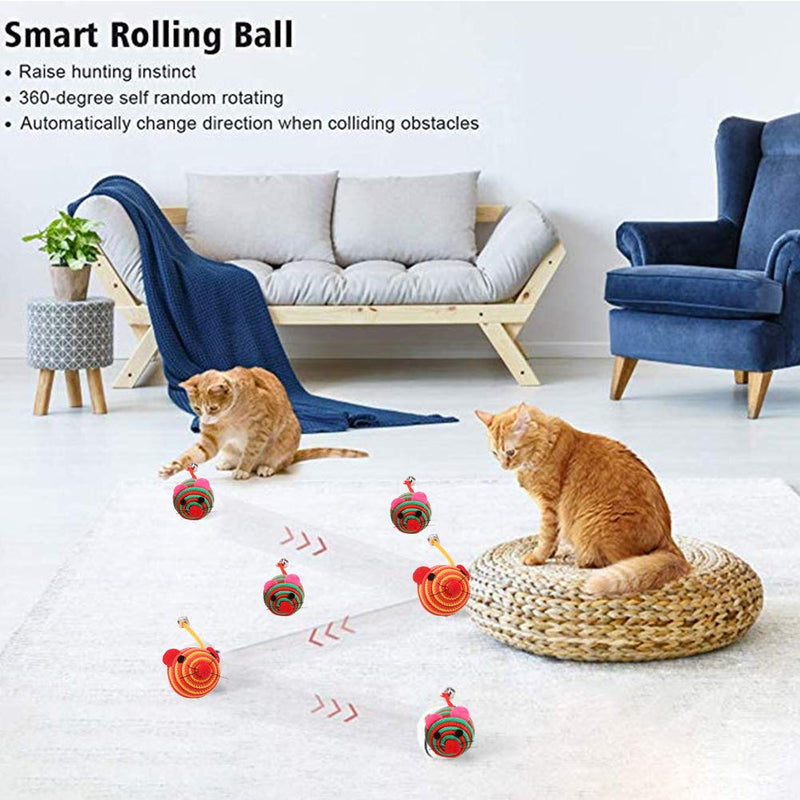 Smandy 5Pcs Cat Catnip Toys Cat Chew Training Fun Playing Toy Ball Interactive Play Toy Catnip Chew Mice Cute Rat Ball Toy - PawsPlanet Australia