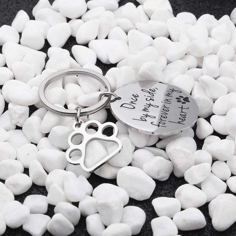 [Australia] - VANLOVEMAC Loss of Pet Memorial Keychain Dog Cat Remembrance Jewelry Pet Sympathy Gift Dog Remembrance for Women Men Once by My Side Forever in My Heart Key Ring 