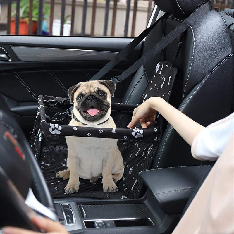 Ahn'Qiraj Small Dog Car Seats, Dog Booster Seat for Car with Sturdy PVC Bars Frame, Pet Booster Car Seat for Small Medium Dogs, Waterproof Anti-Skid Reinforced Dog Car Booster Seat with Seat Belt Black - PawsPlanet Australia