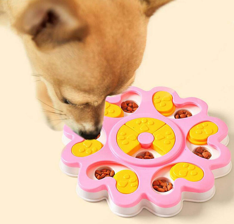 Tineer Pet Dog Food Puzzle Toy,Puppy Cat Treat Dispenser Feeder Interactive Slow Feeder Bowl Improve IQ Training Game - Safe and Easy to Clean (Pink) Pink - PawsPlanet Australia