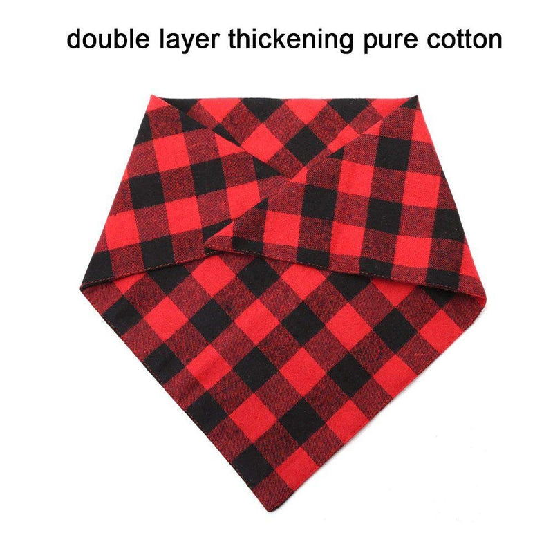 [Australia] - SCPET Plaid Dog Bandana 1 Pack Double Layer Thickening Cotton Bandanas Washable Handkerchiefs Scarfs Triangle Bibs Accessories for Small Medium Large Dogs Puppies Pets 